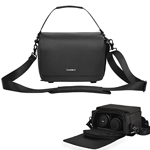 Cwatcun Einzelschulterkamera Beutel wasserdichte Kompaktkamera Hülle kompatibel für Canon Nikon Sony SLR DSLR Spiegellose Kameras Schwarz Cover