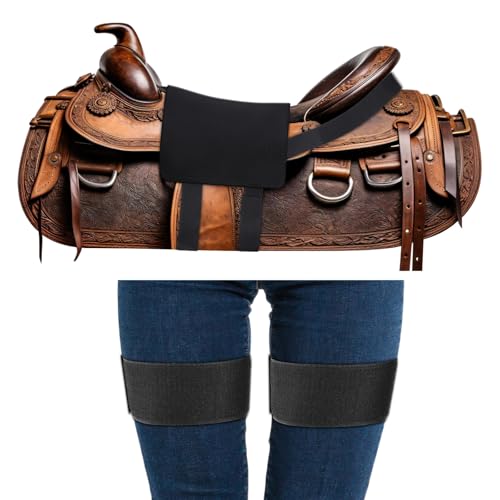 Dansydaisy Western Anti Slip Grip Saddle Seat Cover Black Horse Saddle Cover with Adjustable 2 Elastic Leg Bands for Riding Accessories