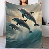 LLXXHH Decke Delphin Decken Tagesdecke - Weiche Flannel Decke Sofadecke - Wohndecke Sofaüberwurf Bettüberwurf 130×150cm
