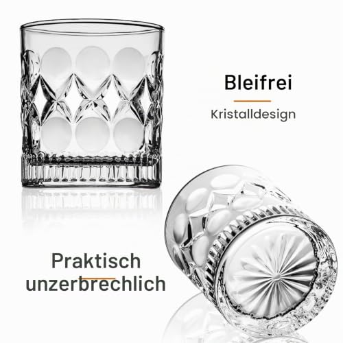ParaCity Altmodische Gläser Schnitzdesign 300ml bleifrei, 2er-Set – Ansicht 3
