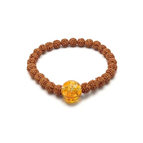 Bracelet en Rudraksha et Citrine AAA | Cadeau Spirituel Unisexe Unique