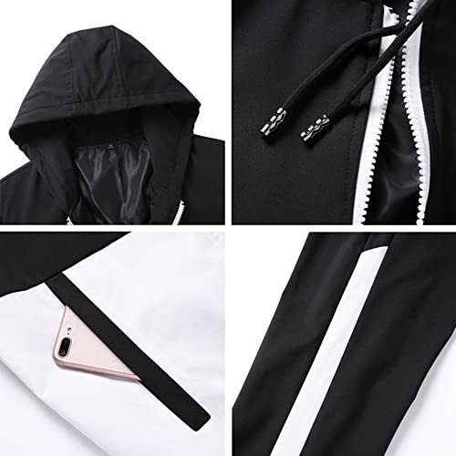 Floette Men Retro Windbreaker Track Suit Track Jacket Track Pant Athletic Hip Hop Windproof Sweat Suit 6