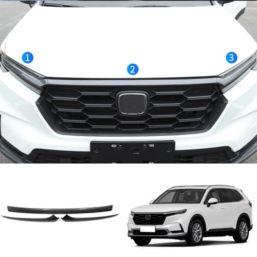 Image of Car Accessories Exterior Front Bumper Engine Lid Grill Grille cover Trim Compatible with Honda CR-V CRV 2023 2024 2025 2026 (Carbon Fiber Style) 3PCS ABS