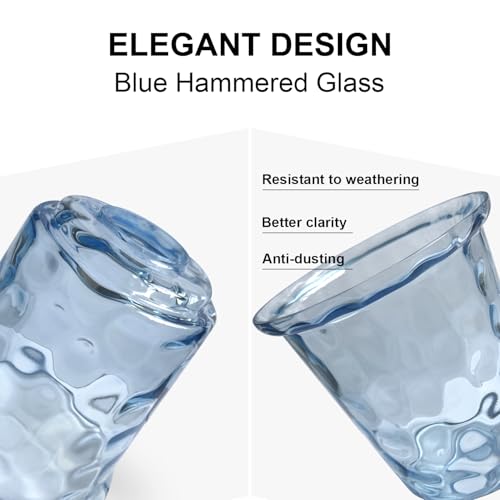 Image of 3 Pack Fixture Replacement Globe Shade, Blue Hammer Glass | Light Covers for Ceiling Fan Light Fixture Pendant lights Wall Sconces, 1-5 /8 Inch Fitter
