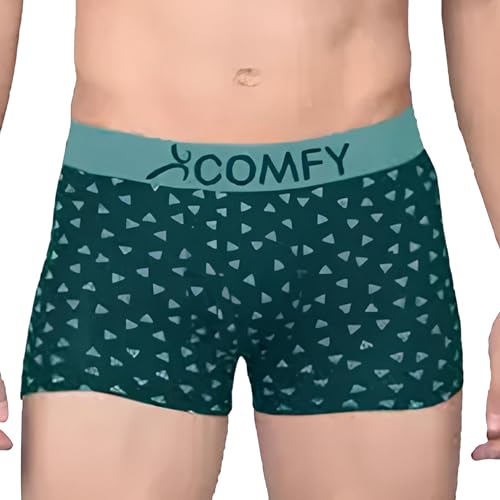 Image of Amul Comfy Printed Spandex Trunk for Men | 95% Cotton 5% Spandex | Super Combed Cotton Stretch Fabric | Outer Elastic Comfort Fit | Soft Hand Feel | No Marks Waistband | Color May Vary