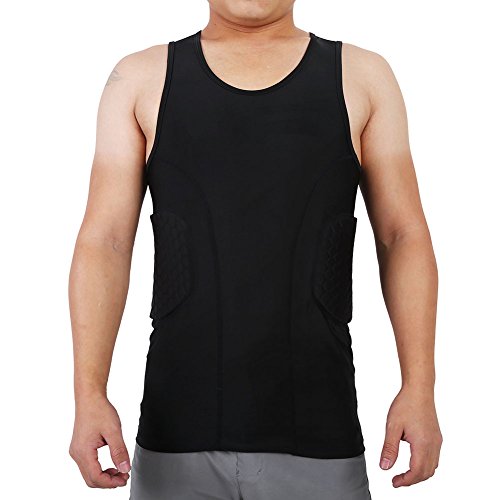 Men’s Padded Football Shirt Rib Protectors Anti Shock Silicone Padded Vest Shorts Pant Sports Protection Accessory Basketball Protective Gear Rugby Tank Top(vest) - Image 4