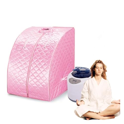 LBNVBC Sauna portátil for el hogar, Sala de, máquina beneficiosa for la Piel de 2,0 L, baño Adelgazante, SPA, Salud, Marco de Acero de articulación Simple(Pink)