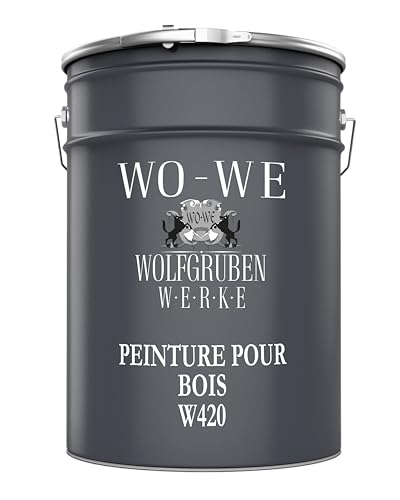 WO-WE Peinture bois W420 Vernis boiserie Finition Satiné Couleurs - Noir similaire RAL 9005-2,5L