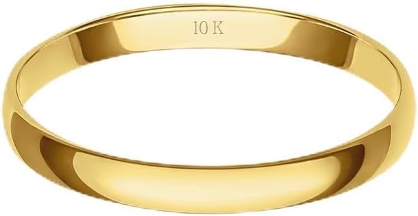 Mens 10K or 14K Rose, White or Yellow Gold 2MM Lightweight Comfortable Classic Plain Wedding Band by Brilliant Expressions