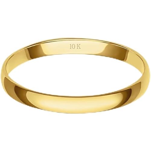 Men's 10K or 14K Rose, White or Yellow Gold 2MM Lightweight Comfortable Classic Plain Wedding Band by Brilliant Expressions