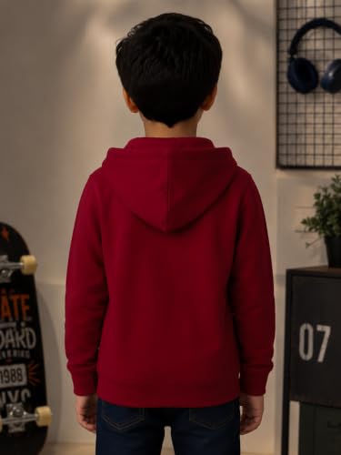 Image of Unisex Kids Solid Full Sleeve Zip Front Open Hooded Sweatshirt