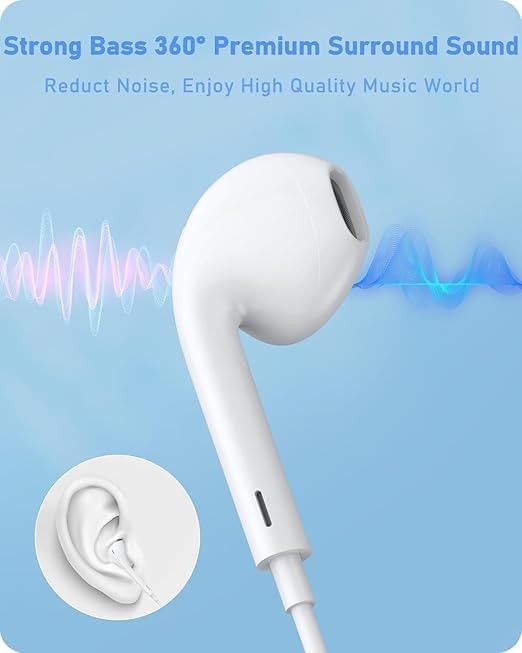 Image of Original USB-C Wired Earphones Compatible for Phone 17 Noise Isolation in-Ear Headphones White