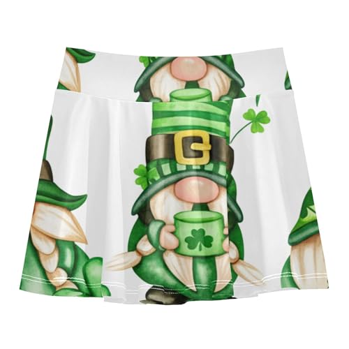St Patricks Gnome Cute Toddlers Tennis Skirts Pink Cute Athletic Shorts Girls Skorts School Skirt 4t
