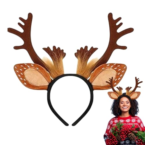 Diadema de Reno,Tocado de Disfraz de Navidad,Aro Para El Pelo De Cosplay Festivo | para Eventos Temáticos Actuaciones Escenario Reuniones Sociales Creadores Contenido Convenciones Cómic Fotos Familiar
