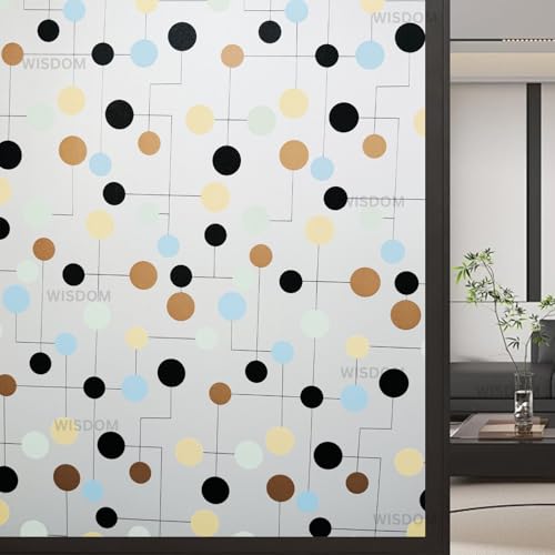 Image of WISDOM Premium Frosted Glass Window Film Self Adhesive Decorative Glass Window Privacy Sheet Film UV Control Removable Vinyl Privacy Film (Color Dot Frosted, 24x80 Inch)