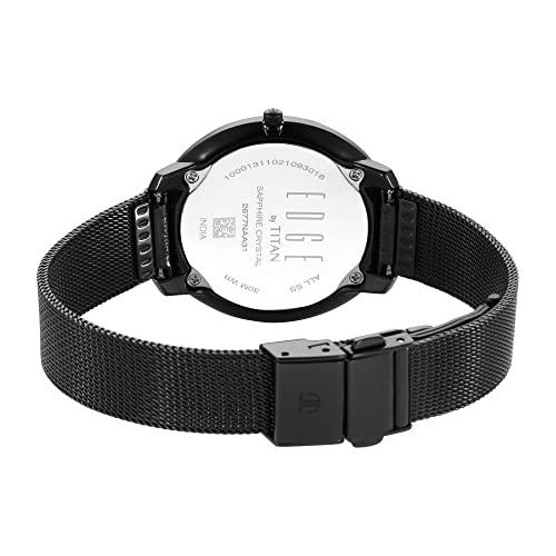 Image of Titan Edge Black Dial Analog Stainless Steel Strap Watch for Women-NS2677NM01 /NT2677NM01