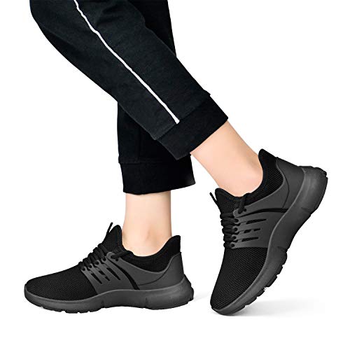 QANSI Mens Non Slip Workout Shoes Breathable Fashion Sneakers Lightweight Athletic Running Walking Gym Tennis Shoes Black 9.5