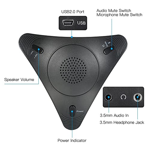 Microfone De Conferência Portátil 360 ° Pickup De Voz, Conferência Instantânea Em Qualquer Lugar, Re