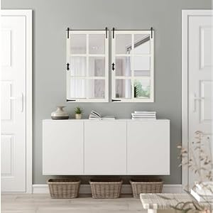 Farmhousewalldecormirrorwhitebarndoorwoodwindowframepanelmirrorforlivingroombedroomhomeoffice Urban Country Home Decor Farmhouse wall decor mirror white barn door wood window frame panel mirror for living room bedroom home office urban country home decor