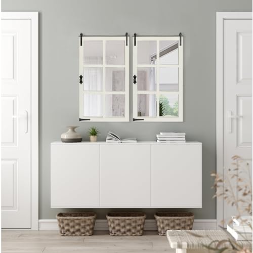 Farmhousewalldecormirrorwhitebarndoorwoodwindowframepanelmirrorforlivingroombedroomhomeoffice Urban Country Home Decor Farmhouse wall decor mirror white barn door wood window frame panel mirror for living room bedroom home office urban country home decor