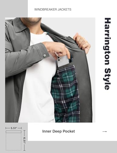 Image of TBMPOY Mens Lightweight Jackets Light Windbreaker Full Zip Casual Work Jacket Golf Business Fall Track Coat with Pockets