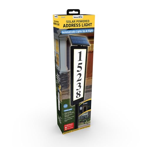 Sensor Brite Solar Powered Address Light, 360-Degree LED House Number Sign, Automatic & Adjustable...