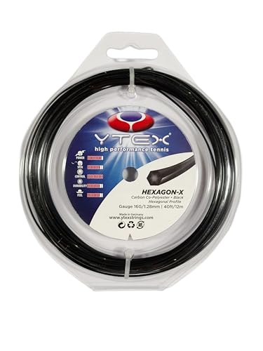 YTEX Hexagon-X Black Tennis Racquet String Set (16 Gauge, 1.28mm)