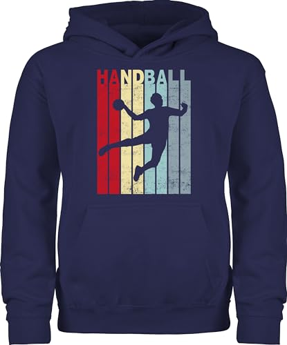Kinder Hoodie Jungen Mädchen - Sport Kleidung - Handballer Handballspieler Geschenk Sprungwurf Handball - 152 (12/13 Jahre) - Navy Blau - hoody 25. geburtstag kapuzenpulli pullover kinderpullover