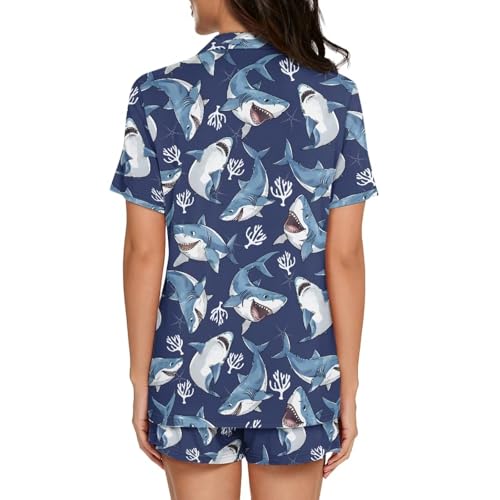 Image of Women's Short Sleeve Sleepwear Pajamas Nightwear with Pockets | skin-friendly breathable material resists pilling fading and deformation after repeated washing