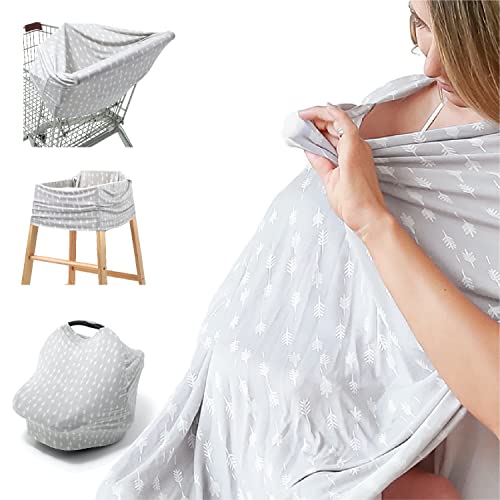 Image of The Peanutshell 6 in 1 Multi Use Nursing Cover | Ditsy Leaf | Cover for Nursing, Car Seat, High Chair, Shopping Cart, Blanket, Breastfeeding Scarf…