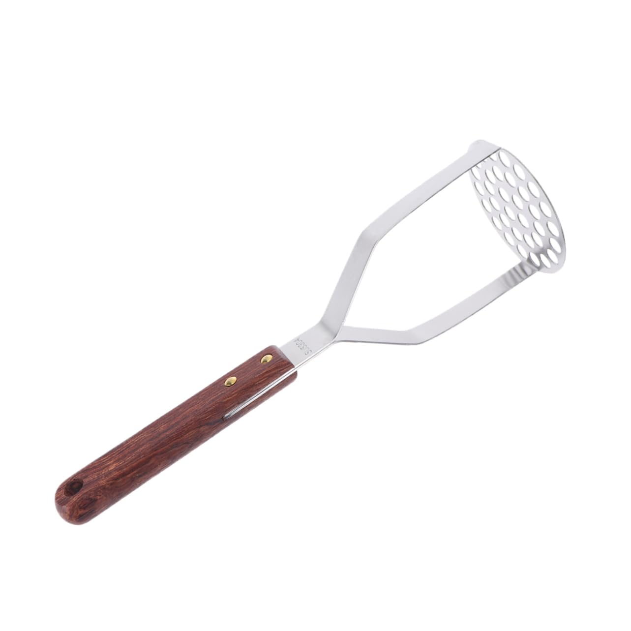 SOLUSTRE Stainless Steel Potato Masher with Wood Handle Ricer for Mashing Potatoes Fruits Vegetables Easy to Clean Kitchen Gadget Design for Comfortable Use