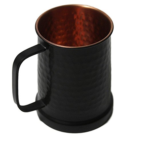 German Style Black Hammered Copper Beer Stein - 100% Pure Heavy Gauge Copper Beer Mug