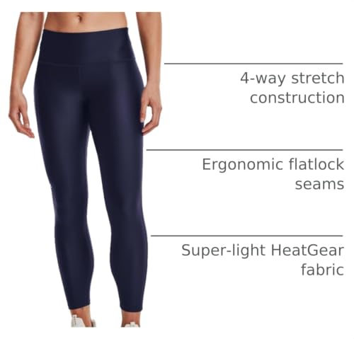 Image of Under Armour Womens HeatGear Armour High Waisted No Slip Ankle Leggings , Midnight Navy (410) /White , 3X