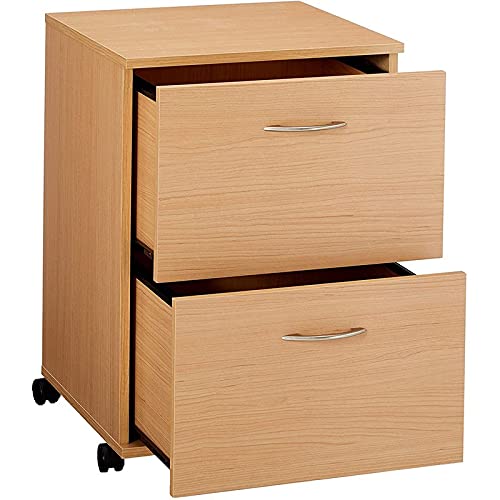 Bowery Hill Wood 2 Drawer Lateral Mobile Vertical Filing Cabinet In Natural Maple #TOP2