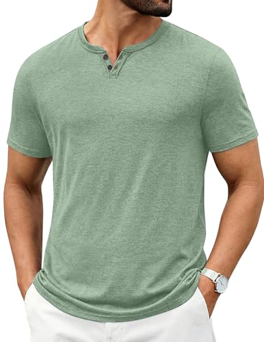 COOFANDY V Neck T Shirts for Men Classic V Neck T-Shirt Casual Plain Shirts Soft Tee Light Green