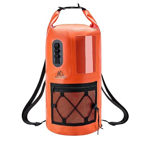 Image of Waterproof Dry Bag 500D PVC Roll Top Dry Sack with 3 Carrying Ways, Lightweight Waterproof Bag for Kayaking, Swimming, Boating, Paddle Boarding, Hiking, Beach(Orange, 25L)