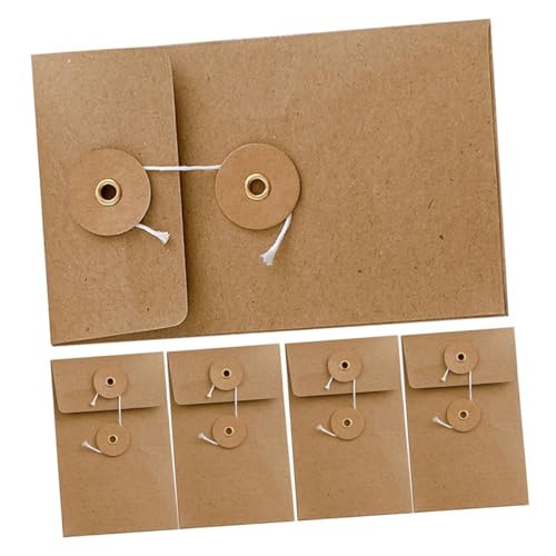 TOGEVAL 5個クラフト紙封筒 紐留め付き 耐久性ある手作り風書類収納袋 対応 メモ書き可能 結婚式招待状やカード用 文書整理に