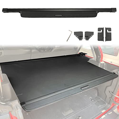 Retractable Cargo Cover for Jeep Wrangler JL Unlimited JLU 4-Door Hard Top (2018-2023 ONLY) - Black Trunk Privacy Shade Rear Storage Security Cover NOT Compatible with Soft Top & 4XE Models