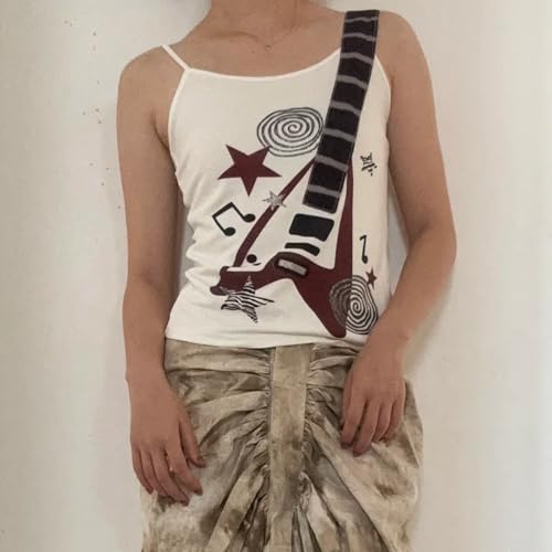 Punk Goth Guitar Graphic Spaghetti Strap Tops Cute Y2K Summer Sleeveless Shirts Fairy Grunge Tank Crop Tees Clothes2