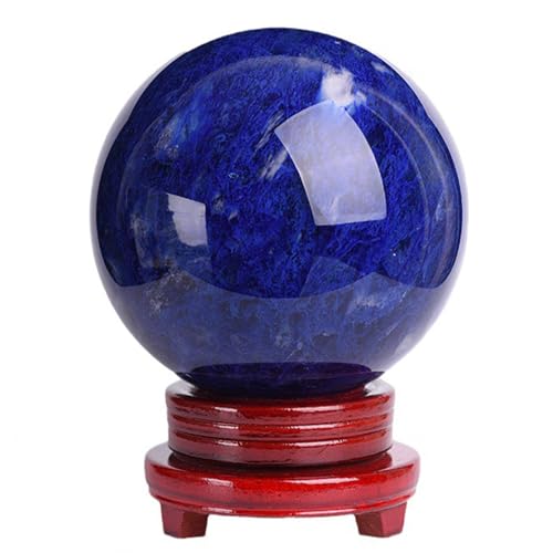 Boule de cristal de 15cm bleu foncé avec stand de présentation inclus