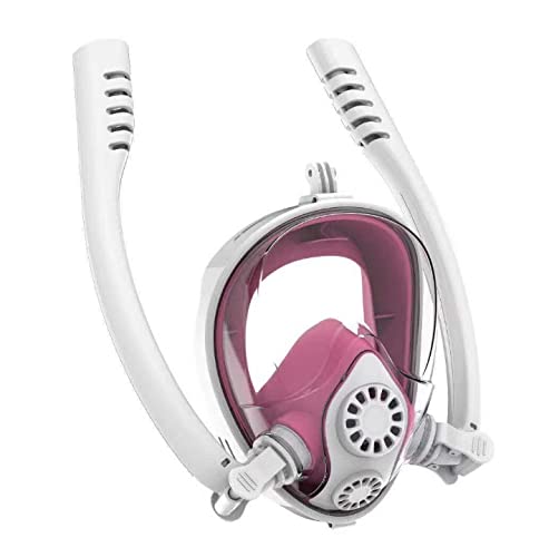 Máscara de Buceo de Doble Tubo, Equipo de Snorkel para Adultos, máscara de Snorkel de Cara Completa - Juego de Snorkel, máscara de Snorkel antivaho y antifugas con Vista panorámica de 180 Grados, mu