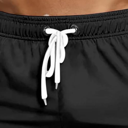 Men's Swim Trunks Waterproof Quick Dry Shorts Elastic Waist Beach Short Summer Solid Color Drawstring Pant for Couple3