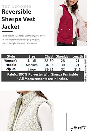Top Legging Tl Women's Casual Sherpa Fur Vest - Winter Warm Fleece Collar Zip Up Jacket 001_Rust S #TOP6
