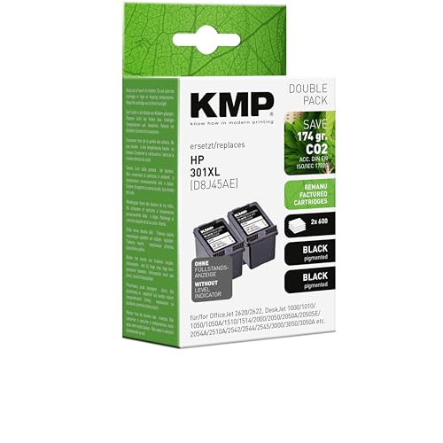 KMP 1719,4021 cartouche d'encre Compatible Noir 2 pièce(s) - Cartouches d'encre (Compatible, Noir, HP, 2 pièce(s), CH563EE)