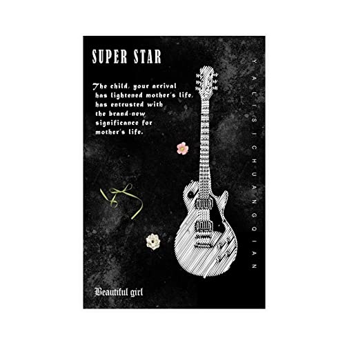 Guitare Illustration Affiche Et Impressions Mur Image Œuvre d’Art Toile Peinture Home Decor Sans Cadre-style 08x12inch (20x30cm) Cover