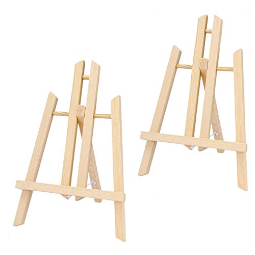 DOMMARE Wooden Easel 11inch Tall Tabletop Painting Holder for Painting Canvases Portable Photo Artware Tablet Computer Advertising Board Displays Stand,2 Pack.