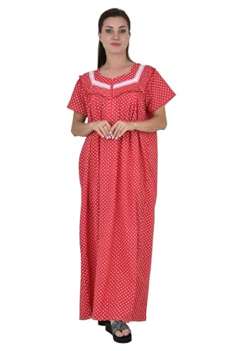 Image of Onekbhalo Women's- Full Sleeves-Feeding- Nursing- Maternity Nighty /Maxi /Gown /Nightdress /Nightwear- Hosiery Cotton Fabric- Floral Print- Embroidery with Zip