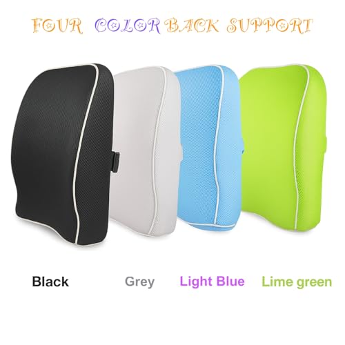 Image of Grin Health Back Support for Office Chair, Memory Foam Orthopedic Back Rest Cushion for Car, Back Pain Relief, Ideal Cushion for Spine Alignment and Posture Correction, Green