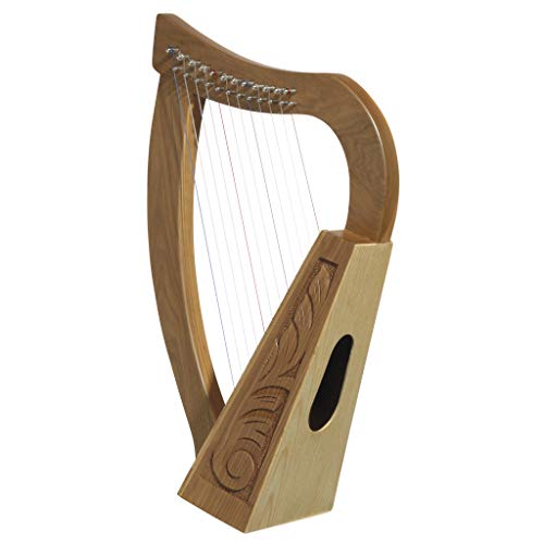 Design Toscano Keltische Knoop Walnoot Tara Harp Instrument en Display, 52 cm, Walnoot en Berkenhout, Natuurlijk