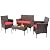 Homall 4 Pieces Patio Rattan Chair Wicker, Outdoor Indoor Use Backyard Porch Garden Poolside Balcony Furniture Sets (Red)